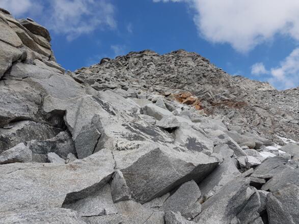 Blockgelände unterhalb Gletscher