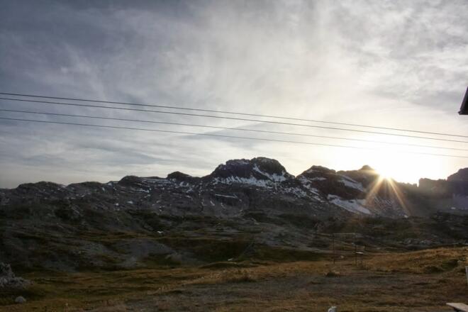 und erst bei Sonnenuntergang Aufbruch zurück nach Lech