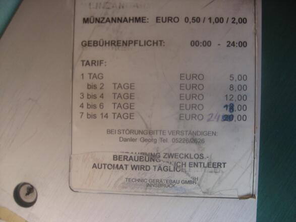 Die Parkgebühren.