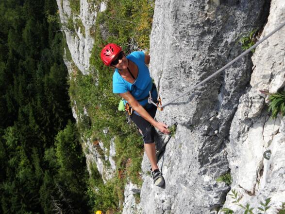 In der Schlüsselstelle (5. Seillänge) (15.8.2013)