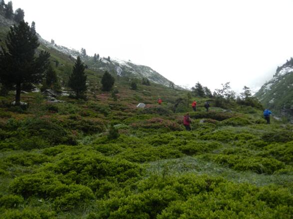 Nach der Materialseilbahn im Aufstieg