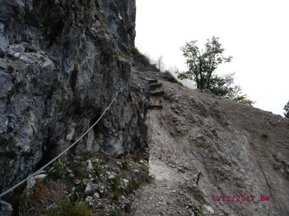 Seilsicherung am AV-Weg 220 im Bereich Hinteregg (VII/2017)