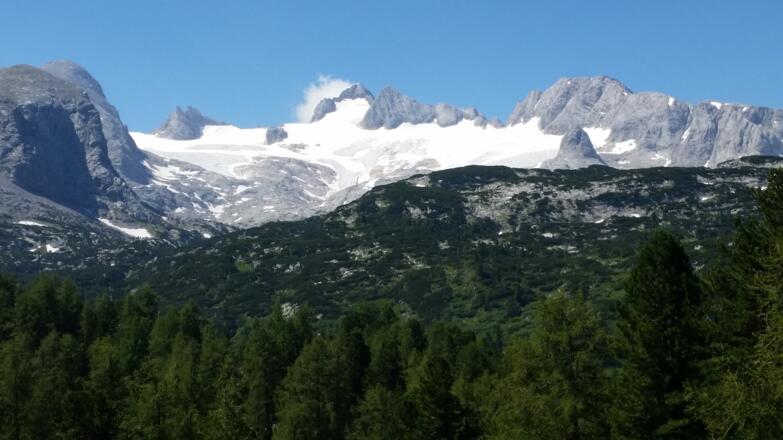 Nach dem Ausstieg aus dem Seewand Klettersteig zum Dachsteinmassiv
