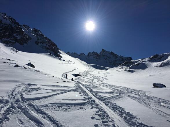Der letzte Anstieg mit dem Tiroler Kopf im Hintergrund