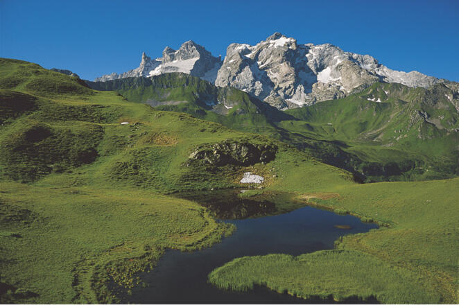 Blick auf die Drei Türme und die Drusenfluh