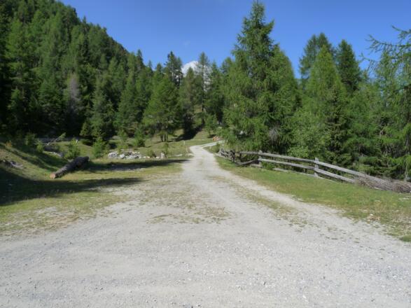Hier erfolgt die Abzweigung zur Seabl Alm.