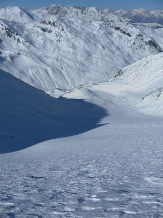 Abfahrtsmulde aus dem Seejöchl