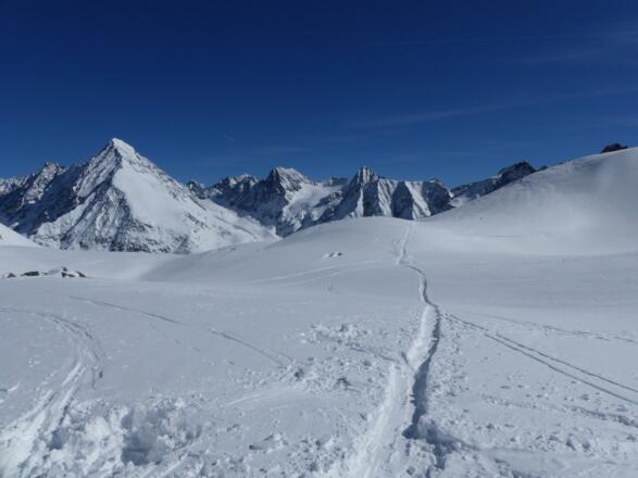 Der Blick zurück zum mächtigen Schrankogel ist grandios.