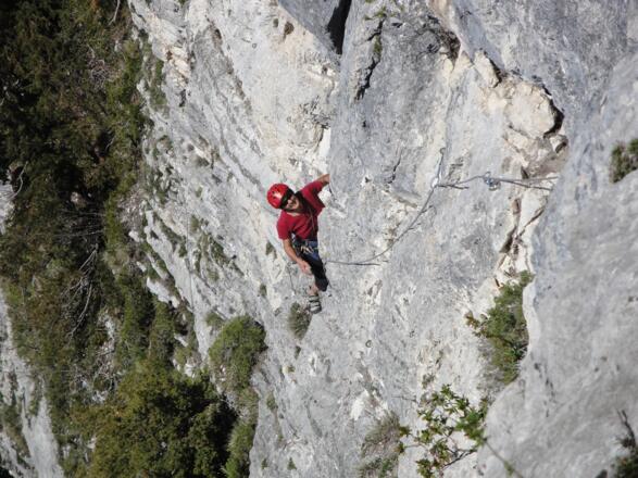 Im Quergang der 4. Seillänge (1.5.2012)