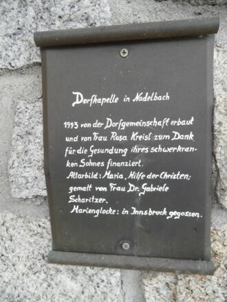 Inschrift auf der Dorfkapelle