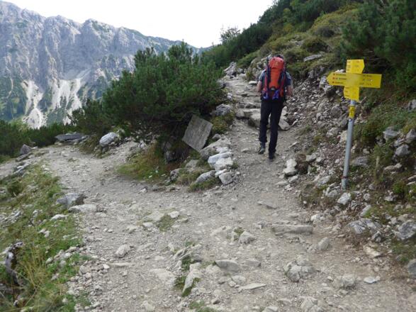 Abzweig in den Bergsteig zur Strindenscharte