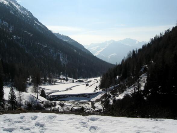 Blick talauswärts bei der Abfahrt.