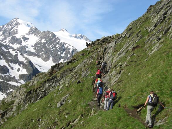 Blick Richtung Wilder Pfaff und Zuckerhüttl (höchster Berg der Stubaier Alpen).