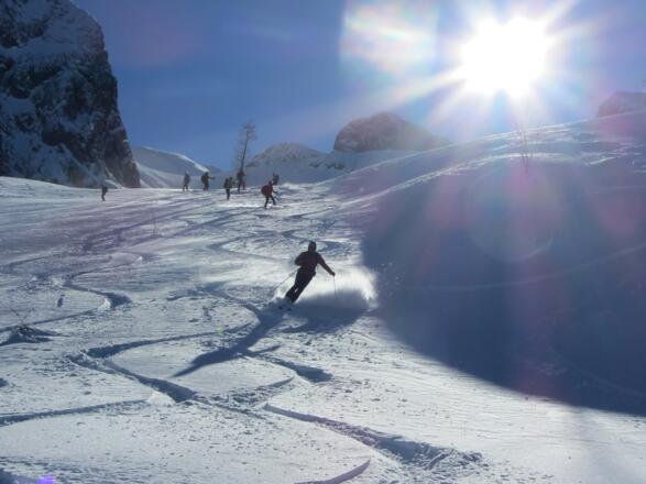 traumhafter Pulver vor der Walddurchfahrt