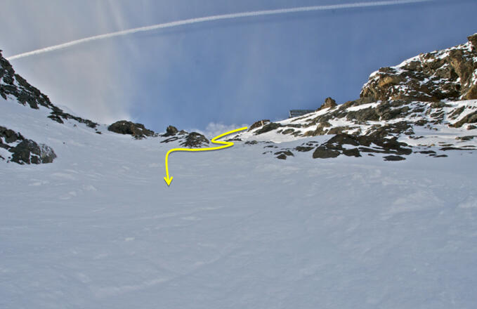 RUN 10 The Wildspitz - NACH DER EINFAHRT ÜBER DIE FELSRIPPE (je nach Verhältnissen) NACH RECHTS UND DANN GERADE AUS