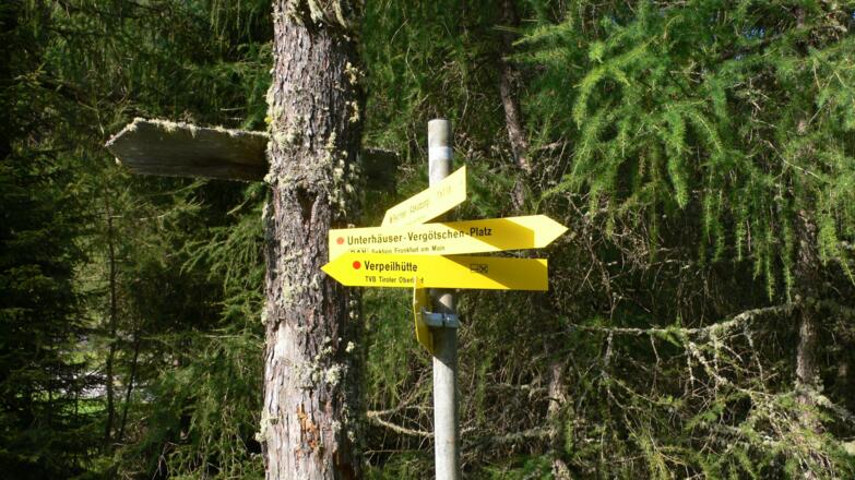 Wegweiser Verpeilhütte
