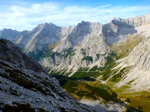Blick vom Ostgrat Richtung Pfeishütte, Sonntagskar, Kaskar, Praxmarerkar