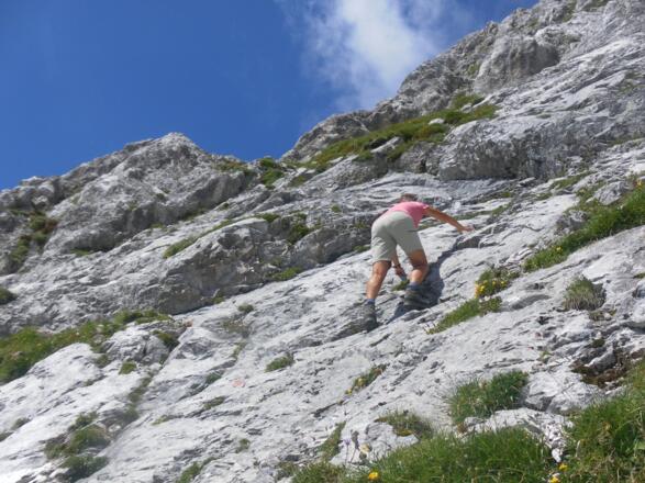 exponierte Querung zum Grat