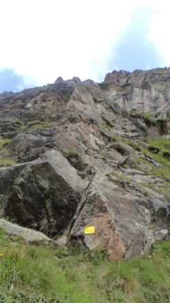 Der Einstieg vom Klettersteig, hier geht es gleich zur Sache.