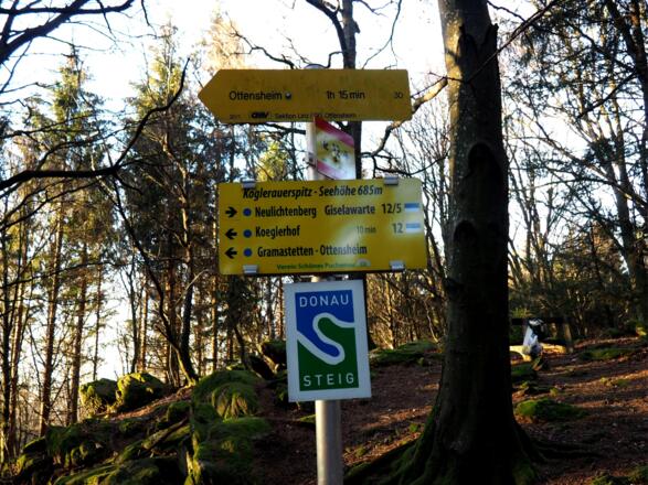 Wegtafel vor Koglerauspitz um 680m