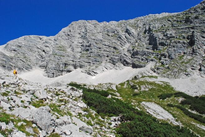 Hebenkas-Gipfel und Hebenkas–Ostgrat aus dem oberen Finsterriegelkar