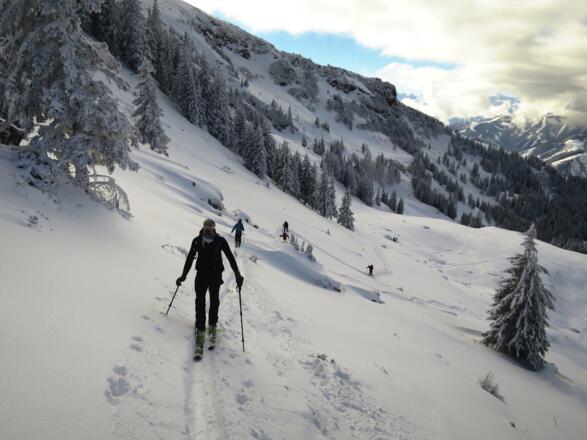 Dieses Bild vermittelt die tatsächliche Steilheit in der Querung sehr wirklichkeitsnah.