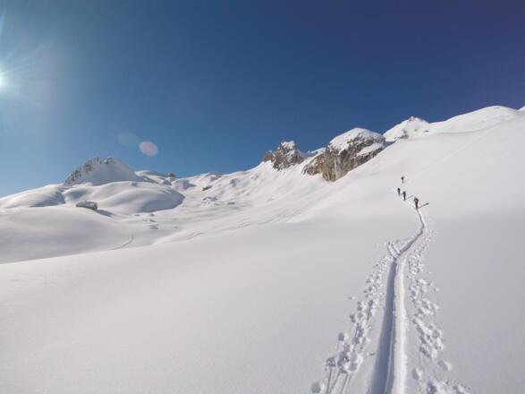 Oberhalb der Fließer-Stieralpe, in der Bildmitte der Matthäuskopf