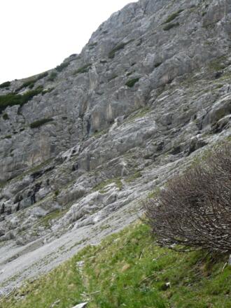 durch diese Felsmauer führt der versicherte Steig