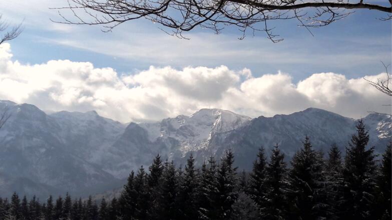 ~970m Querung, Blick ins Höllengebirge