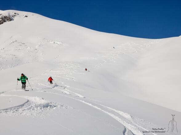 Abfahrt im Pulverschnee von Kalbenjoch nach Trins
