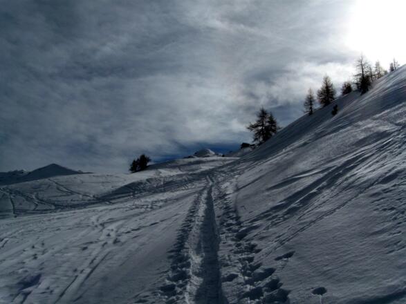 Hinten in der Mitte der runde "Gupf" ist das Ziel.