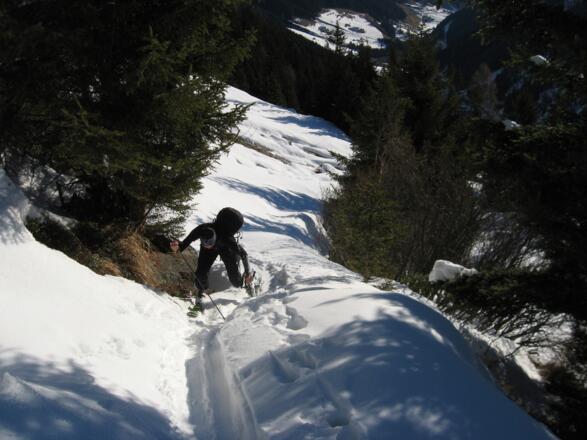 Teilweise sehr steiler Anstieg auf dem Steiglein.
