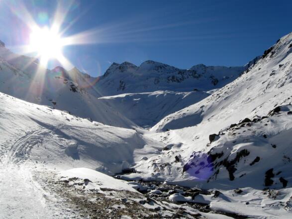 Rückblick zur Pforzheimer Hütte und zum Samerschlag.