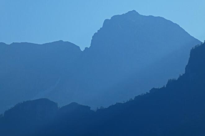 Abendlicher Ostgrat am Kleinen Hochkasten von Hinterstoder aus gesehen