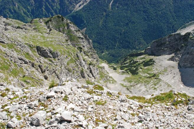 Blick vom Gipfel des Hebenkas auf den Zottigen Hebenkas und das Finsterriegelkar