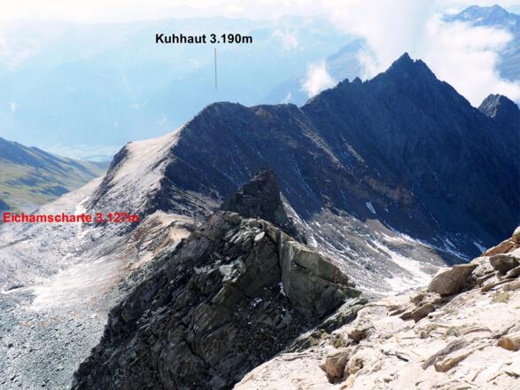 Band ~3350m: Südgrat, von Eichamscharte zur Schlüsselstelle