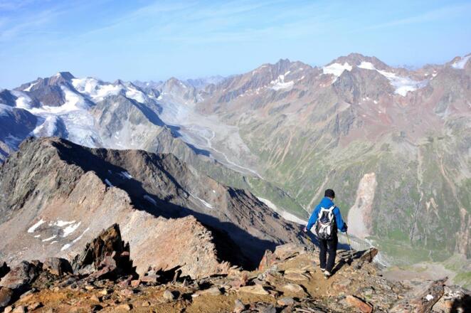Abstieg über den Pitztaler Gletschersteig - Blick vom Sexegertenferner bis zu den Ölgrubenspitzen