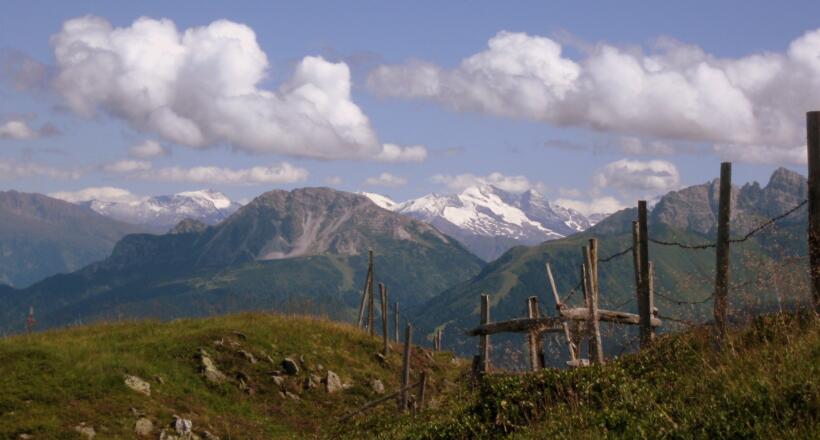 Panorama rund um den Olperer. Im Vordergrund nochmals die Nockspitze.