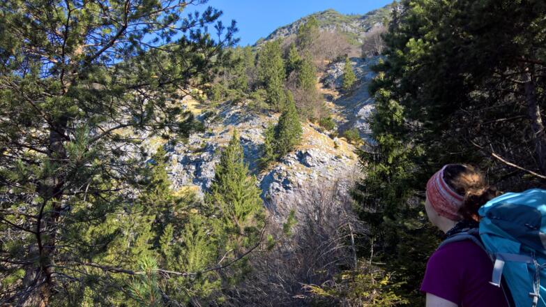 Über diese Felswände geht es oberhalb entlang