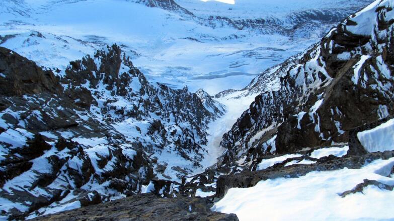 Tiefblick in die berühmte Pallavicinirinne - "do pfeifft's obi" !