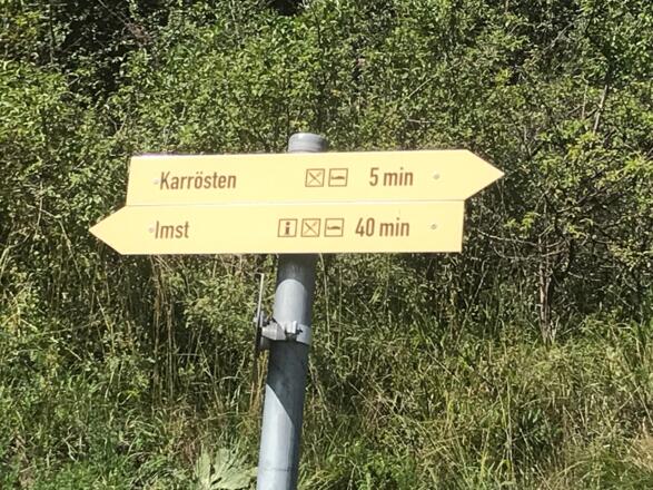 Wegweiser von der Karrösterstraße nach Imst