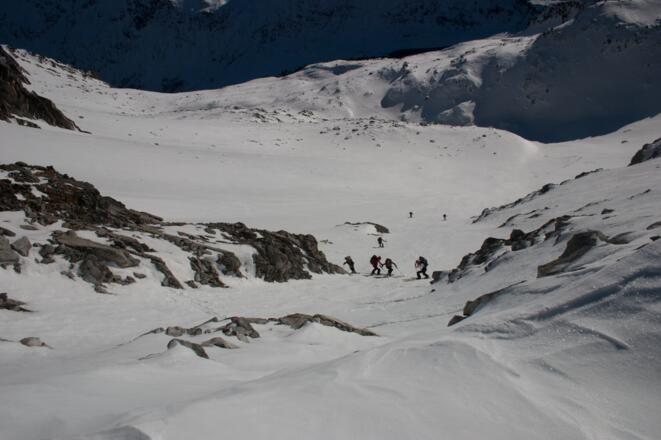 Tiefblick von der Jägerscharte hinunter