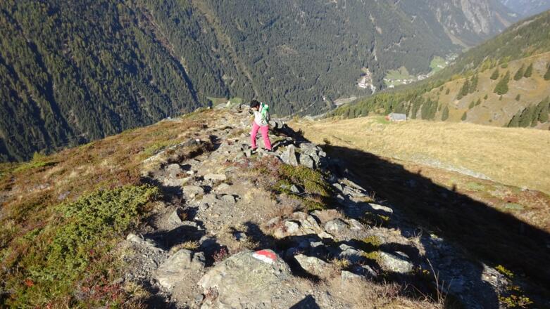 Von der Luibisalm (unten) weiter,  knapp 200 Hm, zu ...