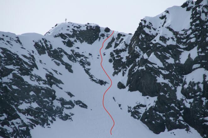 Nochmals der Verlauf des Abstieges bzw. die Abfahrt zum Gugeligen Ferner.