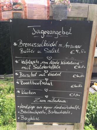 Speisekarte Pfarrers Älpele