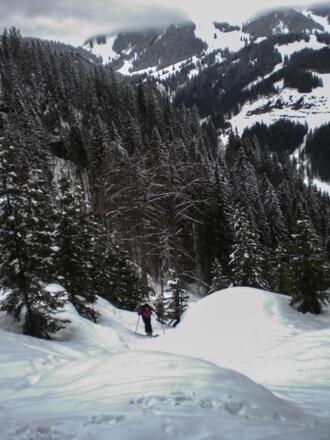 Steiler Anstieg durch den Gschwendgraben von der Hintersteineralm