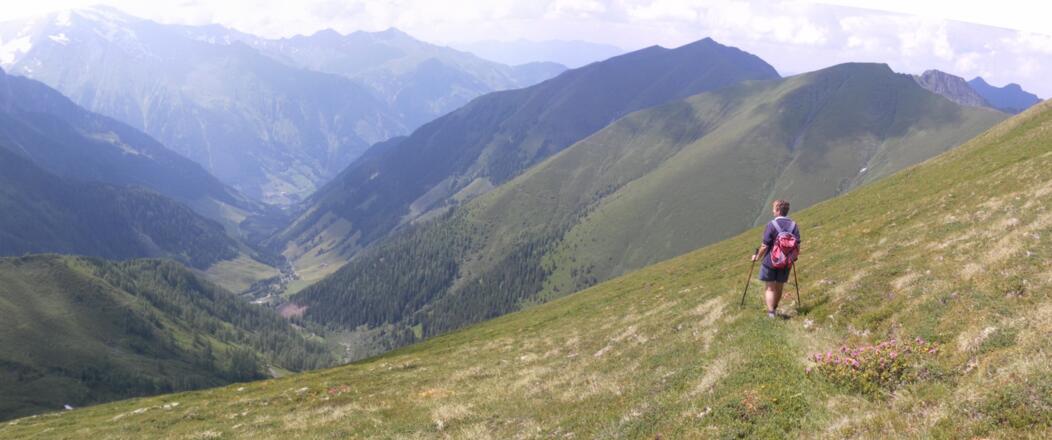 Kammüberschreitung rechts über dem Weichselbachtal (Bad Fusch)