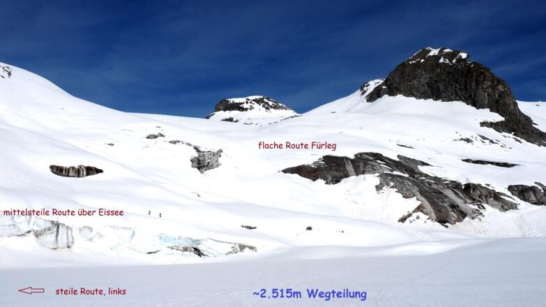 Wegteilung am 2.Plateau um 2515m