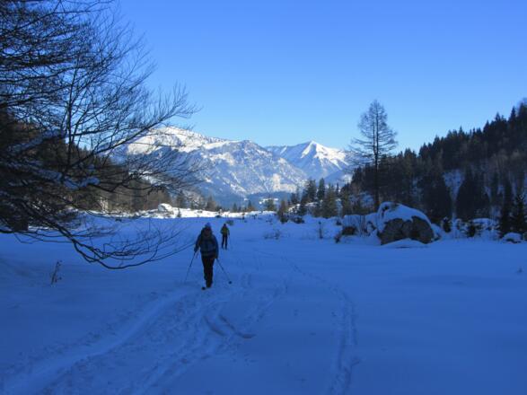 Blick zurück über die Schönalm zur Osterhorngruppe