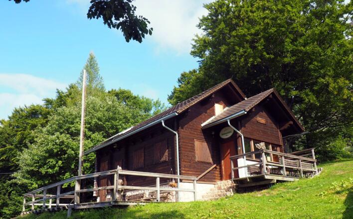 Mollner Hütte beim Abstieg 1005m
